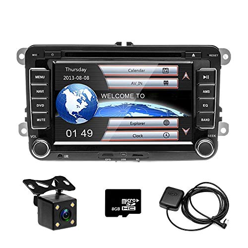 Camecho Radio para automóvil GPS Naviagion para VW, reproductor de CD Pantalla táctil de 7 pulgadas con ranura para tarjeta USB / SD Bluetooth Receptor FM Estéreo + Cámara trasera