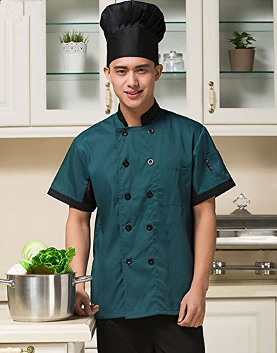 Camisa de Cocinero Cocina Uniforme Manga Corta Verde