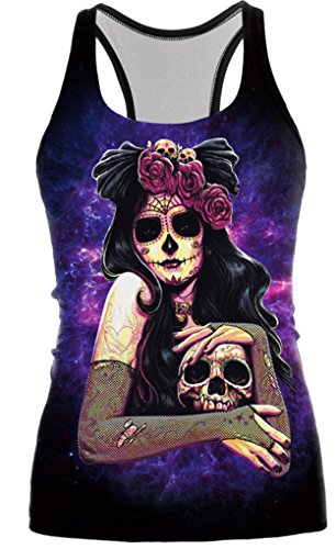 Camiseta chaleco Belsen de Halloween para mujer Ghost skull Large