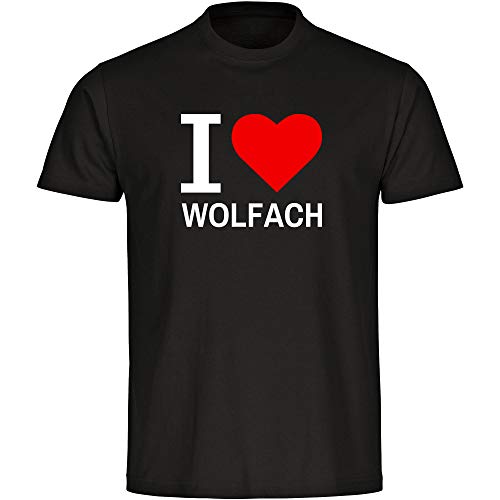 Camiseta clásica con texto "I Love Wolfach", color negro, para hombre, talla S - 5XL Negro XXXXL