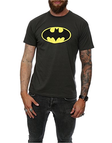 Camiseta de manga corta para hombre con logo de Batman, de DC Comics Gris gris claro Large
