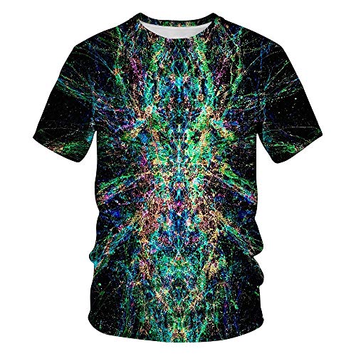 Camiseta Informal Brillante De Manga Corta Impresa Digitalmente En 3D para Hombre Top Suelto