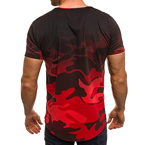 Camiseta para Hombre,VPASS Verano Manga Corta Impresión Camuflaje Moda Diario Slim Fit Casual T-Shirt Blusas Camisas Camiseta Jaspeada de Cuello Redondo Suave básica Camiseta Chándal de Hombres