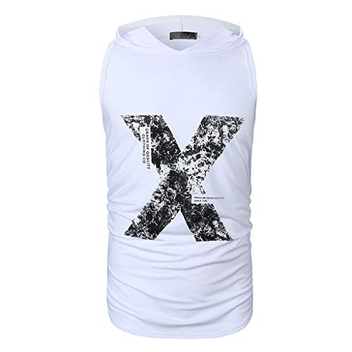 Camisetas sin Mangas de Escalada para Hombre Letras Impresión con Capucha Camisa Tirantes Deportes Sudaderas Moda Básica T-Shirt Muscle Gym Tank Tops Primavera y Verano