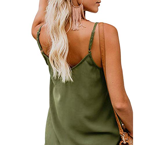 Camisetas sin Mangas de Verano para Mujer Camisas Mujer Fiesta Cuello en V botón Tirantes Camiseta de Tirantes Mujer Camiseta Deportiva Camisa de Verano sin Mangas Camisola Tops Tamaño Grande