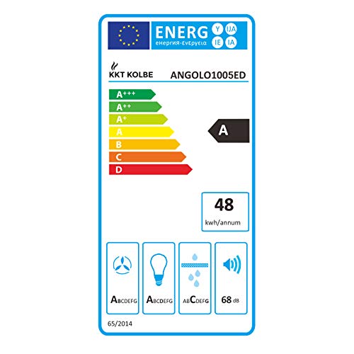 Campana extractora de pared (90cm, acero inoxidable, extra silencioso, 671m³/h, 4 niveles, iluminación LED, EEK A) ANGOLO1005ED - KKT KOLBE