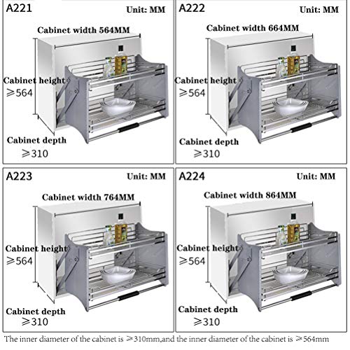 Canasta de almacenamiento multifuncional para el h Cabina de extracción del gabinete levante la cesta de extracción de gabinete estante de almacenamiento de la cocina for gabinetes levante libremente