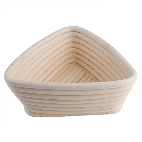 Canasta de prueba de pan artesanal Banneton de triángulo hecho con caña de mimbre Terra Natural |Tazones para hornear pan de alimentos seguros por los panaderos caseros(16X16X6CM)