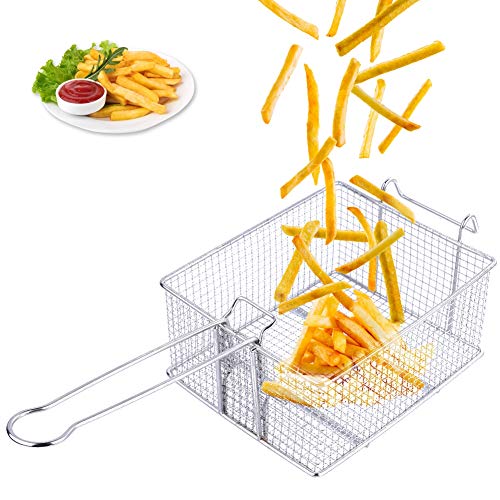 Canasta para freír patatas fritas, papas fritas antiadherentes de acero inoxidable Canasta para colador de aceite para hornear Canasta para el hogar, restaurante, etc.(S)