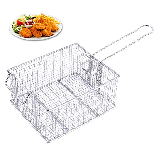 Canasta para freír patatas fritas, papas fritas antiadherentes de acero inoxidable Canasta para colador de aceite para hornear Canasta para el hogar, restaurante, etc.(S)