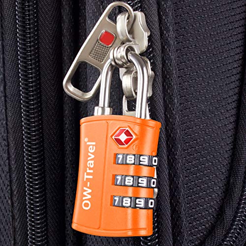 Candados TSA Combinacion Antirobo Maleta - Alta Seguridad Combinación 3 Digitos. Cerradura para Funda Maletas de Viaje, Caja Herramientas, Taquillas Vestuario, Locker : Candados Numerico Naranja 2