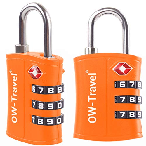 Candados TSA Combinacion Antirobo Maleta - Alta Seguridad Combinación 3 Digitos. Cerradura para Funda Maletas de Viaje, Caja Herramientas, Taquillas Vestuario, Locker : Candados Numerico Naranja 2