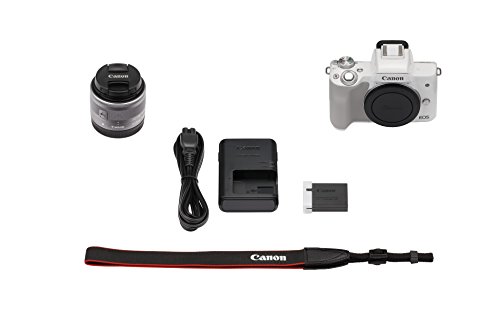 Canon EOS M50 - Kit de cámara EVIL de 24.1 MP y vídeo 4K con objetivo EF-M 15-45mm IS MM (pantalla táctil de 3", estabilizador óptico, Wifi), color blanco