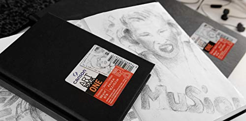 Canson Art Book One - Cuaderno de dibujo que incluye 98 hojas de papel de dibujo de 100gsm, 21.6 x 27.9 cm, color negro, 1 unidad