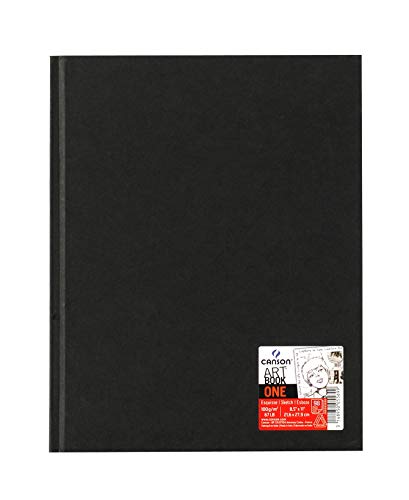 Canson Art Book One - Cuaderno de dibujo que incluye 98 hojas de papel de dibujo de 100gsm, 21.6 x 27.9 cm, color negro, 1 unidad