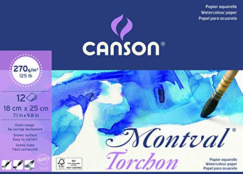 Canson Montval - Papel para acuarela (18 x 25 cm), color blanco