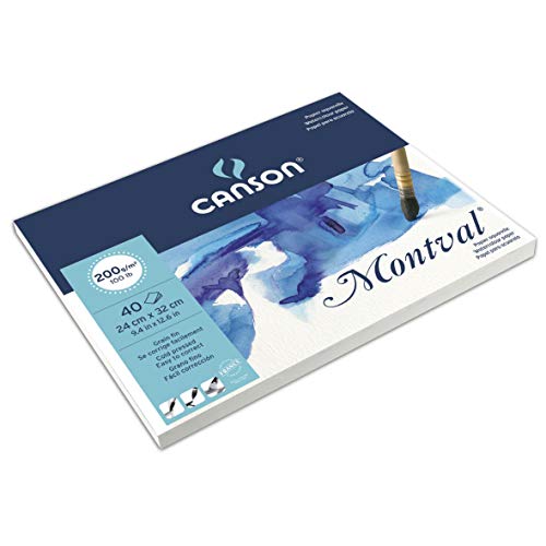 Canson Montval - Papel para acuarela (24 x 32 cm), color blanco