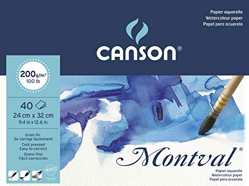 Canson Montval - Papel para acuarela (24 x 32 cm), color blanco