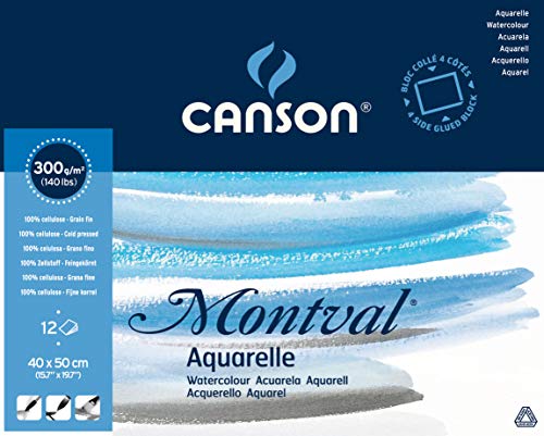 Canson Montval - Papel para acuarela, Blanco Natural, 40x50 cm