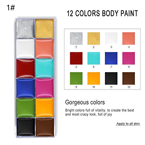 Cara Cuerpo Pintura Imagic marca Flash 12 colores caso Halloween Fancy Dress – Pintura al óleo arte belleza.