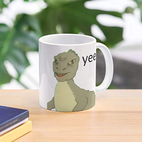 CARACOLNATURAL Maym Dinosaur Text Version Quality Black Video Yee Best For Otaku and The Rest of The World 2020 Eat Food Bite John Best - Taza de café de cerámica Blanca, 11 onzas, Onza