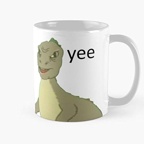 CARACOLNATURAL Maym Dinosaur Text Version Quality Black Video Yee Best For Otaku and The Rest of The World 2020 Eat Food Bite John Best - Taza de café de cerámica Blanca, 11 onzas, Onza