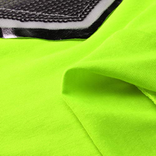 Caramelo de Mujer Fluorescente Cuello Redondo Manga Larga Corazón Camiseta de Lentejuelas Casual Elegantes Blusa Delgado Sudadera Camiseta Oficina Camisa riou