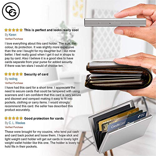 Card Genie Tarjetero Hombre RFID – Tarjetero Metálico RFID Bloqueo con 6 Compartimentos para Tus Tarjetas de Crédito Débito DNI – Cartera Tarjetero Fina Ideal para tu Bolsillo – Plateado