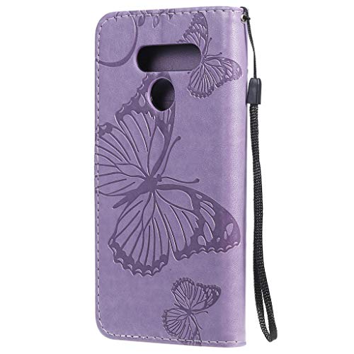 Careynoce Funda LG K50/LG Q60,Mariposa Relieve Color sólido Cuero Retro Flip Soporte Función Case Cover con Magnético Cierre Funda Carcasas para LG K50/LG Q60 - Lavanda