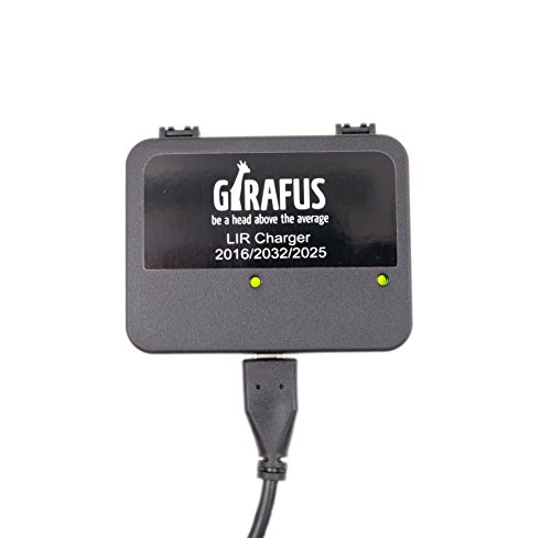 Cargador de Batería para Pila Botón Recargable LIR 2032/2016 / 2025 – 4 Baterías LIR2032 3.7V Incluidas - Universal: Apto para Cualquier USB - por GIRAFUS