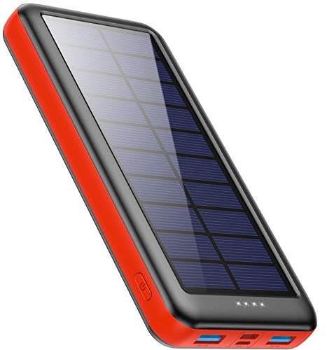 Cargador Solar 26800mAh, Ekrist Batería Externa Solar de Carga Rápida con 3 Entradas【Panel Solar / Tipo C / Mirco USB】Power Bank Solar Cargador Portatil para iPhone Samsung Android Móviles Tableta