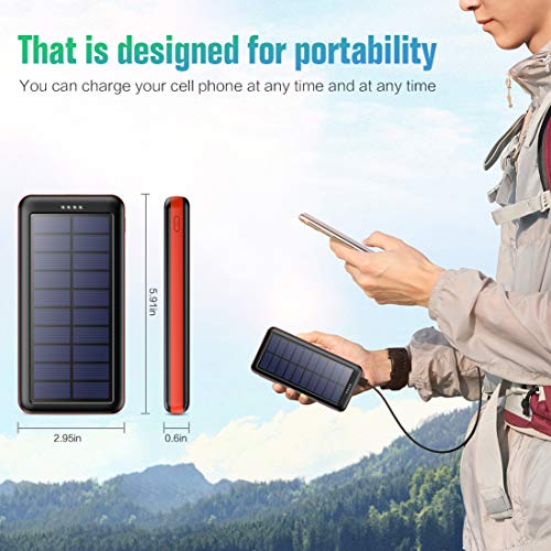 Cargador Solar 26800mAh, Ekrist Batería Externa Solar de Carga Rápida con 3 Entradas【Panel Solar / Tipo C / Mirco USB】Power Bank Solar Cargador Portatil para iPhone Samsung Android Móviles Tableta