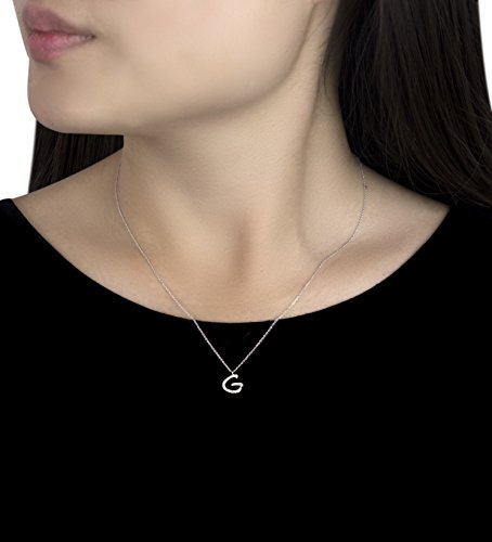 Carissima Gold Collar de mujer, de oro blanco de 9K con diamantes y colgante, letra G