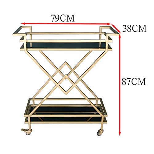 Carro De Servicio De 2 Niveles Estante De Cocina Carro De Vino Carro De Bebidas Carro De Té Servicio De Almacenamiento Carro (dorado, 79 * 38 * 87 Cm)
