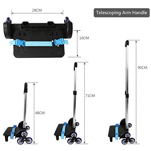 Carro para Mochila - Carretilla con Ruedas Carretilla sin plegadura de aleación de Aluminio para Mochila (Azul, 6 Ruedas)