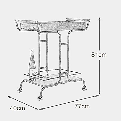 Carro retro de la cocina de la porción coche de las compras 2 Niveles cenar coche y vino autos Salon de Belleza móvil Utilidad de compras de coches de la compra con asas de metal de madera