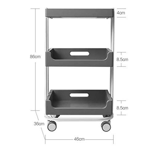 Carro rodante de Almacenamiento con Marco de Metal de 3 Niveles Carro de Servicios médicos móviles dentales, Carro de Almacenamiento Duradero para salón de Belleza SPA - 46 * 36 * 86cm