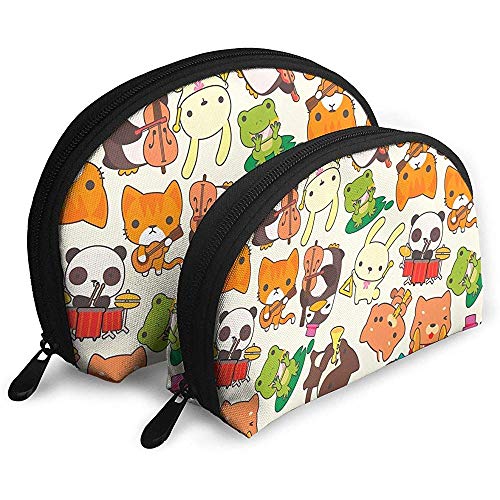 Cartoon Animal Music Band Bolsas portátiles Bolsa de Maquillaje Bolsa de Aseo, Bolsas de Viaje portátiles multifunción Pequeña Bolsa de Embrague de Maquillaje con Cremallera