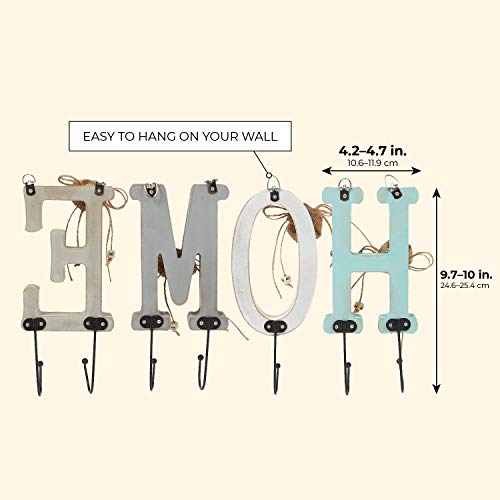'Casa "carta de madera pared gancho Rail Set Con 6 clavijas – encantador interior Hierro ganchos para artículos del hogar, ropa, llaves