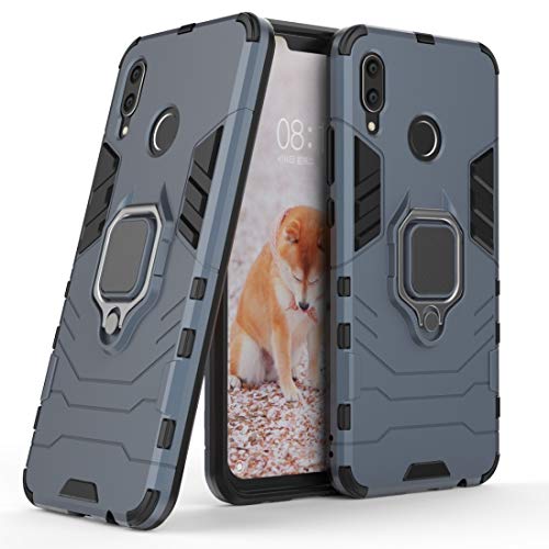 Case For Android Phone Protege tu teléfono, Funda Protectora a Prueba de choques de PC + TPU para Huawei Nova 3, con el Tenedor magnético del Anillo (Color : Azul Marino)