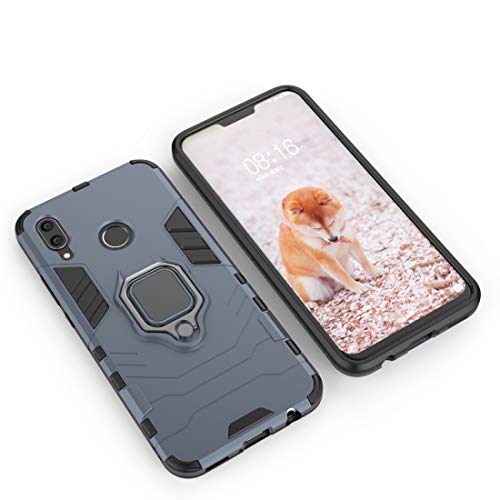 Case For Android Phone Protege tu teléfono, Funda Protectora a Prueba de choques de PC + TPU para Huawei Nova 3, con el Tenedor magnético del Anillo (Color : Azul Marino)