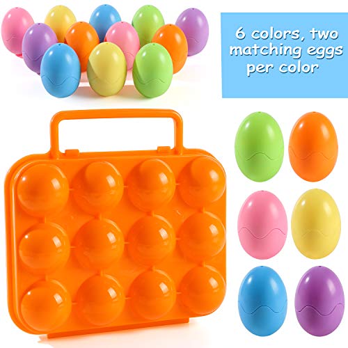 Casibecks Huevos Juguetes Huevos de Pascua Juguete Educativo para Niños Juego de Reconocimiento de Color y Forma Puzzle, Ideal para Desarrollar Habilidades de Reconocimiento de Forma y Color