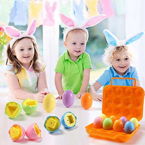 Casibecks Huevos Juguetes Huevos de Pascua Juguete Educativo para Niños Juego de Reconocimiento de Color y Forma Puzzle, Ideal para Desarrollar Habilidades de Reconocimiento de Forma y Color