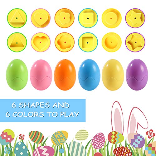 Casibecks Huevos Juguetes Huevos de Pascua Juguete Educativo para Niños Juego de Reconocimiento de Color y Forma Puzzle, Ideal para Desarrollar Habilidades de Reconocimiento de Forma y Color