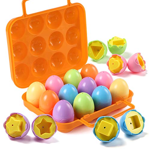 Casibecks Huevos Juguetes Huevos de Pascua Juguete Educativo para Niños Juego de Reconocimiento de Color y Forma Puzzle, Ideal para Desarrollar Habilidades de Reconocimiento de Forma y Color