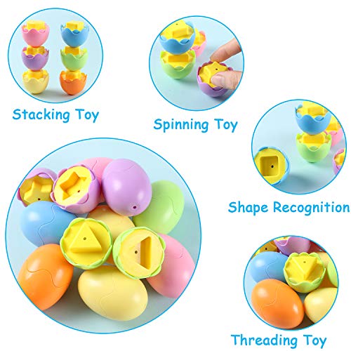 Casibecks Huevos Juguetes Huevos de Pascua Juguete Educativo para Niños Juego de Reconocimiento de Color y Forma Puzzle, Ideal para Desarrollar Habilidades de Reconocimiento de Forma y Color