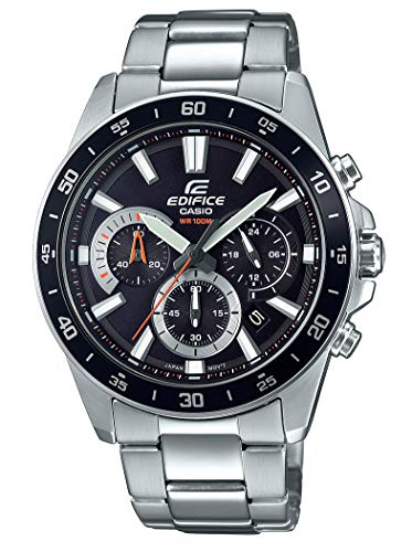 Casio EDIFICE Reloj en caja sólida, 10 BAR, Negro, para Hombre, con Correa de Acero inoxidable, EFV-570D-1AVUEF