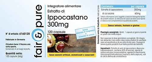 Castaño de Indias 300mg - Extracto estandarizado al 20% de escina - Vegano - 120 Cápsulas