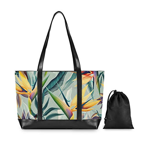 Casual Gran capacidad Naturaleza Planta Flor tropical Tienda de comestibles Moda Bolso Bolso Computadora