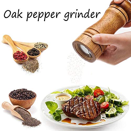 CCRTC Pepper Grinders Molino de Sal Molinillo de Pimienta Manual Molinillo de Especias de Roble Natural con Núcleo de Cerámica para Sal Pimienta Mijo Comino10 Inch